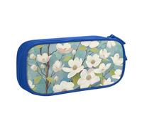 AQRJLPO Spring Dogwood Blossoms Prints Pencil Case for Boys Girls Large Capacity Office School Students Stationery Pouch Pencil Holder with 2 Compartments,Blue