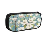 AQRJLPO Spring Dogwood Blossoms Prints Pencil Case for Boys Girls Large Capacity Office School Students Stationery Pouch Pencil Holder with 2 Compartments,Black