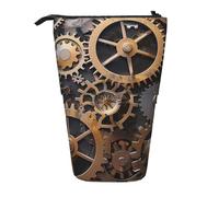 AQRJLPO Steampunk Mechanical Gears Print Expandable Pencil Case Organize, Stretchable Travel Stationery & Makeup Pouch Desk Storage Box for School, Office, Travel