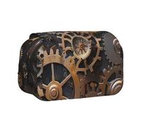 AQRJLPO Steampunk Mechanical Gears Print Pencil Case Double - Layer Flip Pencil Pouch Pen Organizer Makeup Bag for School, Travel and Work
