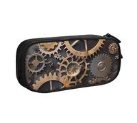 AQRJLPO Steampunk Mechanical Gears Prints Pencil Case for Boys Girls Large Capacity Office School Students Stationery Pouch Pencil Holder with 2 Compartments,Black