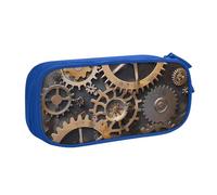 AQRJLPO Steampunk Mechanical Gears Prints Pencil Case for Boys Girls Large Capacity Office School Students Stationery Pouch Pencil Holder with 2 Compartments,Blue