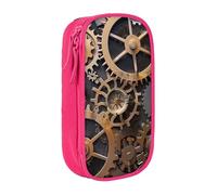 AQRJLPO Steampunk Mechanical Gears Prints Pencil Case for Students Boys Girls - Large Capacity Double-Layer Office School Stationery Pouch Pencil Holder,Pink