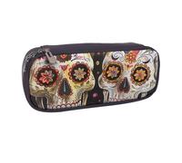 AQRJLPO Sugar Skulls Prints Flip Leather Pencil Case Cute Pen Pencil Pouch Pencil Box Travel Makeup Bag Stationery Gift for Students Girls Boys Women