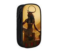AQRJLPO Sun Old Egyptian Timeless Grace Prints Pencil Case for Students Boys Girls - Large Capacity Double-Layer Office School Stationery Pouch Pencil Holder,Black