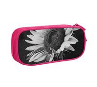 AQRJLPO Sunflower Black Grey Prints Pencil Case for Boys Girls Large Capacity Office School Students Stationery Pouch Pencil Holder with 2 Compartments,Pink