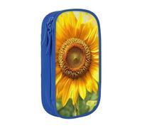 AQRJLPO Sunflowers Prints Pencil Case for Students Boys Girls - Large Capacity Double-Layer Office School Stationery Pouch Pencil Holder,Blue