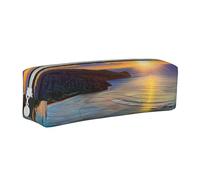 AQRJLPO Sunrise Over Hanauma Bay Oahu Hawaii Printed Leather Simple Pencil Case, Cute Pencil Bag Pen Case Pouch, School Stationery Organizer Makeup Bag for Boys Girls Students