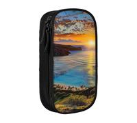 AQRJLPO Sunrise Over Hanauma Bay Oahu Hawaii Prints Pencil Case for Students Boys Girls - Large Capacity Double-Layer Office School Stationery Pouch Pencil Holder,Black