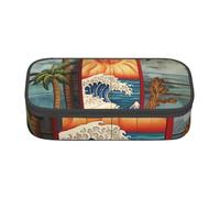 AQRJLPO Surfing Board Prints Pencil Case Cute Pen Pencil Pouch Large Capacity Compartment Pencil Box Travel Makeup Bag for Students Girls Boys Women