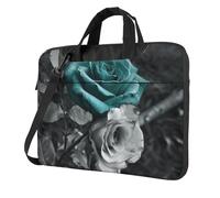 AQRJLPO Teal Gray Rose Print Laptop Bag Case for Men Women, 15.6 inch Shockproof Computer Sleeve Cover for Business Travel Office School