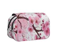 AQRJLPO Tempting Cherry Blossoms Print Pencil Case Double - Layer Flip Pencil Pouch Pen Organizer Makeup Bag for School, Travel and Work