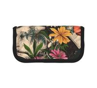 AQRJLPO Thug Life Flowers Print Canvas Pencil Case for Boys Girls Women, Cosmetic & Stationery Organizer, Zipper Desk Storage Pouch for School, Office & Travel Gifts