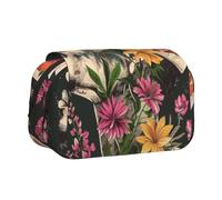 AQRJLPO Thug Life Flowers Print Pencil Case Double - Layer Flip Pencil Pouch Pen Organizer Makeup Bag for School, Travel and Work