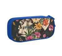 AQRJLPO Thug Life Flowers Prints Pencil Case for Boys Girls Large Capacity Office School Students Stationery Pouch Pencil Holder with 2 Compartments,Blue