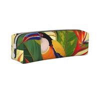 AQRJLPO Tropical Bird of Paradise Printed Leather Simple Pencil Case, Cute Pencil Bag Pen Case Pouch, School Stationery Organizer Makeup Bag for Boys Girls Students