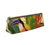 AQRJLPO Tropical Bird of Paradise Printed Stationery Pencil Case, Cute Leather Pencil Bag Pen Case Pouch, School Stationery Organizer Makeup Bag for Boys Girls Students