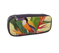 AQRJLPO Tropical Bird of Paradise Prints Flip Leather Pencil Case Cute Pen Pencil Pouch Pencil Box Travel Makeup Bag Stationery Gift for Students Girls Boys Women