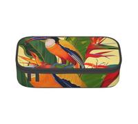 AQRJLPO Tropical Bird of Paradise Prints Pencil Case Cute Pen Pencil Pouch Large Capacity Compartment Pencil Box Travel Makeup Bag for Students Girls Boys Women
