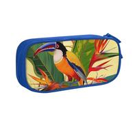 AQRJLPO Tropical Bird of Paradise Prints Pencil Case for Boys Girls Large Capacity Office School Students Stationery Pouch Pencil Holder with 2 Compartments,Blue