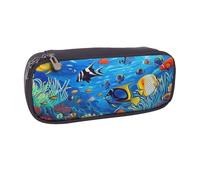 AQRJLPO Tropical Fish Coral Undersea World Prints Flip Leather Pencil Case Cute Pen Pencil Pouch Pencil Box Travel Makeup Bag Stationery Gift for Students Girls Boys Women
