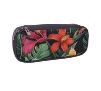 AQRJLPO Tropical Flower Prints Flip Leather Pencil Case Cute Pen Pencil Pouch Pencil Box Travel Makeup Bag Stationery Gift for Students Girls Boys Women