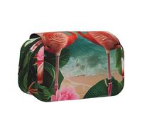AQRJLPO Two Flamingos Print Pencil Case Double - Layer Flip Pencil Pouch Pen Organizer Makeup Bag for School, Travel and Work