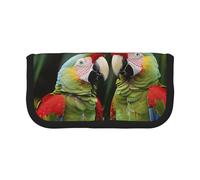 AQRJLPO Two Parrots on Green Palm Tree Print Canvas Pencil Case for Boys Girls Women, Cosmetic & Stationery Organizer, Zipper Desk Storage Pouch for School, Office & Travel Gifts