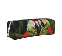 AQRJLPO Two Parrots on Green Palm Tree Printed Leather Simple Pencil Case, Cute Pencil Bag Pen Case Pouch, School Stationery Organizer Makeup Bag for Boys Girls Students