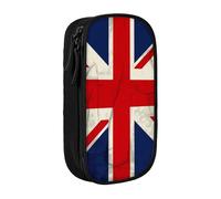 AQRJLPO UK Flag Prints Pencil Case for Students Boys Girls - Large Capacity Double-Layer Office School Stationery Pouch Pencil Holder,Black