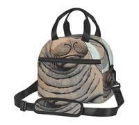 AQRJLPO Walrus Art Printed Insulated Lunch Bag with Shoulder Strap - Reusable Cooler Tote Bags Picnic Bag for Work/School/Picnic/Travel