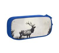 AQRJLPO Wild Deer Prints Pencil Case for Boys Girls Large Capacity Office School Students Stationery Pouch Pencil Holder with 2 Compartments,Blue