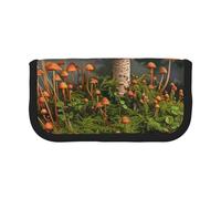 AQRJLPO Wild Mushroom Print Canvas Pencil Case for Boys Girls Women, Cosmetic & Stationery Organizer, Zipper Desk Storage Pouch for School, Office & Travel Gifts