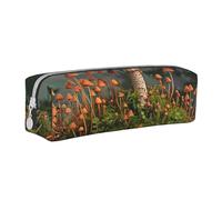 AQRJLPO Wild Mushroom Printed Leather Simple Pencil Case, Cute Pencil Bag Pen Case Pouch, School Stationery Organizer Makeup Bag for Boys Girls Students