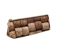 AQRJLPO Wine Cork Printed Stationery Pencil Case, Cute Leather Pencil Bag Pen Case Pouch, School Stationery Organizer Makeup Bag for Boys Girls Students