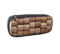 AQRJLPO Wine Cork Prints Flip Leather Pencil Case Cute Pen Pencil Pouch Pencil Box Travel Makeup Bag Stationery Gift for Students Girls Boys Women