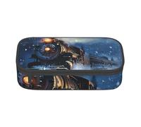 AQRJLPO Winter Christmas Snow Night Railway Train Prints Pencil Case Cute Pen Pencil Pouch Large Capacity Compartment Pencil Box Travel Makeup Bag for Students Girls Boys Women