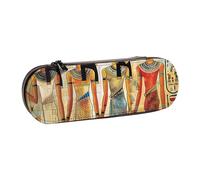 AQRJLPO Women in Ancient Egypt Print Leather Pencil Case Organize, Multi-Use Travel Cosmetic Bag, Zipper Desk Storage Box Compact Gift for School, Office, Travel