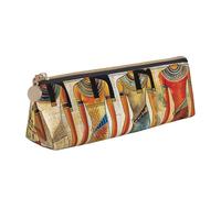 AQRJLPO Women in Ancient Egypt Printed Stationery Pencil Case, Cute Leather Pencil Bag Pen Case Pouch, School Stationery Organizer Makeup Bag for Boys Girls Students