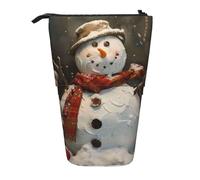 AQRJLPO Xmas Snowman Print Expandable Pencil Case Organize, Stretchable Travel Stationery & Makeup Pouch Desk Storage Box for School, Office, Travel