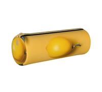 AQRJLPO Yellow Lemon Art Printed Round Pencil Case, Cute Leather Pencil Bag Pen Case Pouch, School Stationery Organizer Makeup Bag for Boys Girls Students