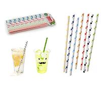 AQS INTERNATIONAL AQS INTERNATIONAL 40/60/120/160/200 Biodegradable Disposable Polka Dot Paper Drinking Straws 6mm Wide Party Decoration 20cm (40 Straws)