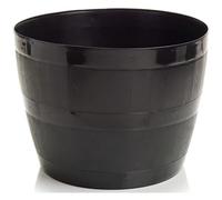 AQS INTERNATIONAL Black Large Barrel Planter Pots - Planters Plastic Round Flower Plant - Half Barrel Tub Planter Garden Indoor Outdoor - Flowers, Herbs, Plant Nursery (1x Black Planter 34cm (13''))