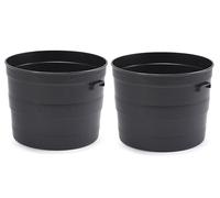 AQS INTERNATIONAL - Black Smith Barrel Planter Pot - Half Barrel Round Plastic Planter Pots - Garden Plant Flower Pots, Lightweight Planter Tub, Large Patio Pots (2x 35cm Smith Barrel Planter)