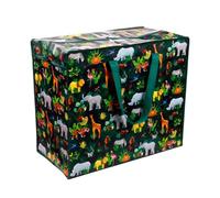 AQS INTERNATIONAL Jumbo Zip-Up Laundry Storage Bag, Laminated Reusable Shopping Tote Bag with Two-Way Zips, Large Zipped Bags for Moving, Picnic, Party & Home Organisation (Animal Kingdom)