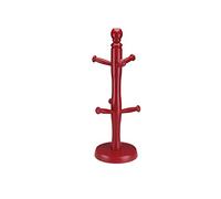 AQS International Kitchen Wooden 6 Cup Mugtree and Paper Towel Roll Holder Stand Rack Apollo - New (Mugtree, Red)