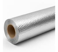 AQS International - Reflective Foil Radiator Insulation Roll - Aluminium Thermal Heat Barrier with Sticker Pads - Energy Saving, Easy Install, Ideal for Walls, Roofs, Vans ( 10m x 60cm Radiator Foil )