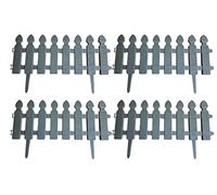 AQS INTERNATIONAL - Royal Plastic Picket Fence Border - PVC Edging Border- Garden Landscape Edging, Courtyard, Indoor Fence FlowerBeds, Long Fence, Lawn, Ornament Outdoor Decorative (4pcs (Grey))