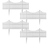 AQS INTERNATIONAL Set of 4 White Plastic Picket Border Fence Panels Fencing Edge Lawn Garden Edging Path (1 (4pcs, 2.4m)) (Fence_1)