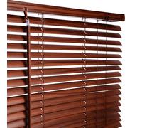 AQS - PVC Venetian Window Blinds - Easy Fit Curtains Trimmable Fittings - Windows Treatment Shutters Twist Open Close - Moisture Resistant Slats Wall & Recess Mount (Walnut, 45W x 213H cm)